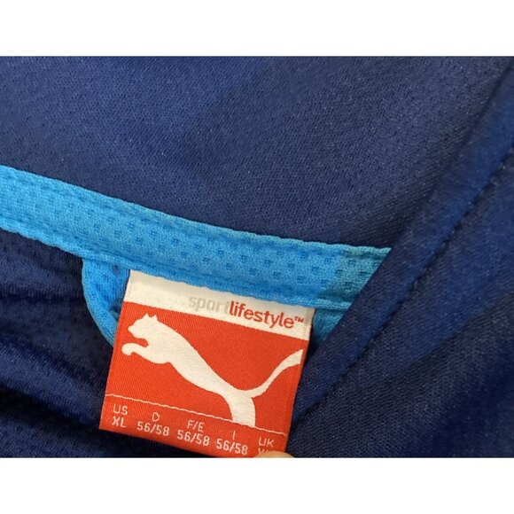 Puma Jacket Mens XL Full Zip Activewear Track Mock Neck Logo Blue Long Sleeve - Picture 3 of 6